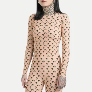 Women Jumpsuit Y2K Streetwear Moon Print Jumpsuit Elastic Long Sleeve Round Neck Autumn Sexy Fashion Bodysuit